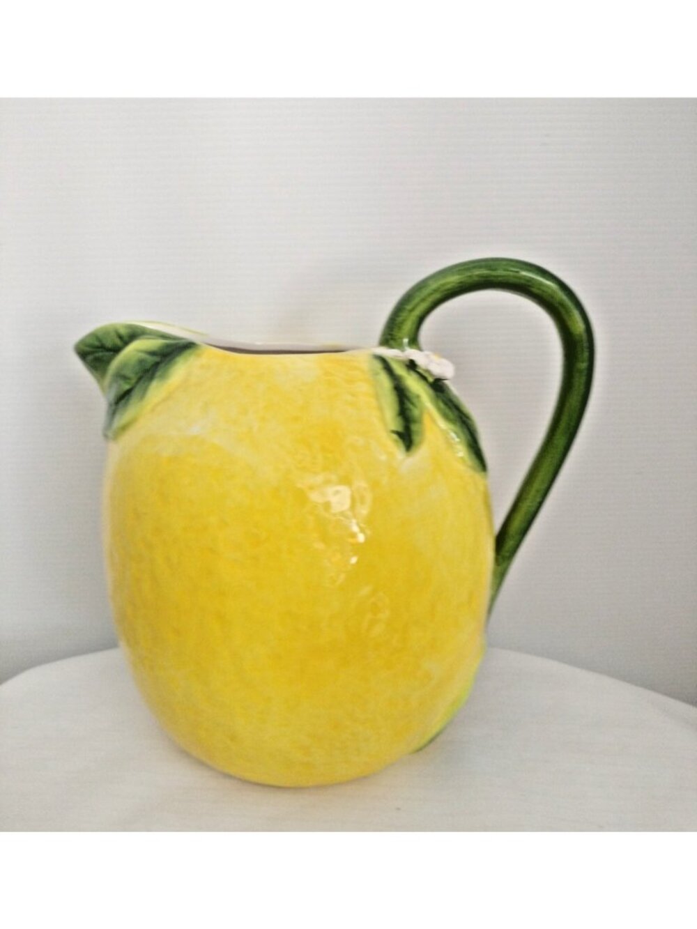 Martha Stewart Collection Lemon Pitcher Ceramic Yellow Green Dragonfly 7.5"X8.5